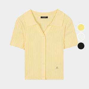 [버커루]여성 오픈 카라 반팔 니트 B242KT510P