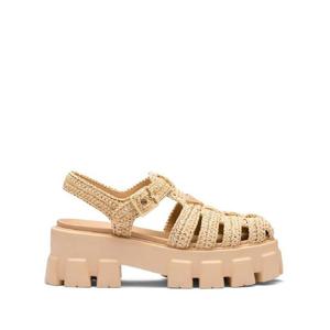 25 FW 프라다 우븐 라피아 케이지드 샌들 1X138NF0553L8W TP432002185