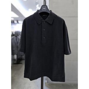 바쏘옴므 세이브존03 바쏘옴므 차콜그레이 여름 오버핏 반팔 카라 면 티셔츠 WSAGZ2KT50A