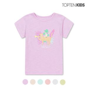 [탑텐키즈][탑텐키즈] 여아 코튼슬럽 그래픽 반팔티_MKC2TS2903