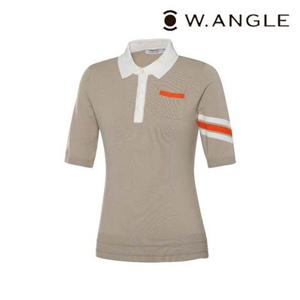 [와이드앵글]  WWU23K11E2  CO 티핑 5부 폴로 스웨터 L (Beige)