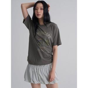 (355842LY14) [에잇세컨즈] 오버핏 그래픽 반소매 티셔츠  애쉬