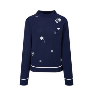 닥스 골프 여성 25FW PREMIUM 네이비 DD 로고 플라워 모크넥 울 니트 탑 DNSW5D711N3