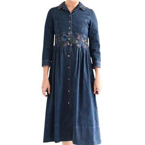 [비꼴리끄(여성)]해지 데님 자수 원피스 B244DO2080