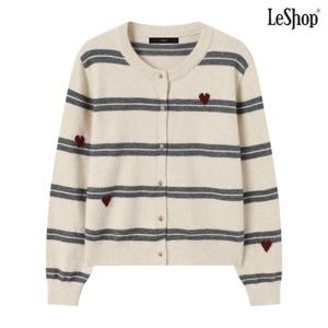 [르샵]하트 버튼 자수 스트라이프 니트 가디건 (DP4CK015A)