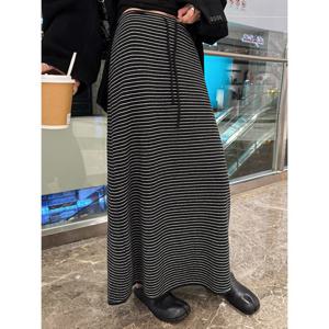 [귈림](귈림) 스트라이프 밴딩 스트랩 니트 스커트(G5WSK017P)