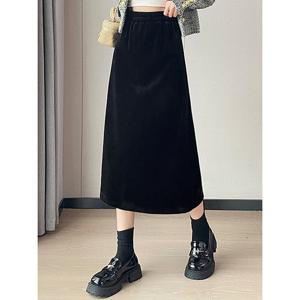 [귈림](귈림) H라인 벨벳 뒷트임 밴딩 스커트(G5WSK013P)