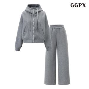 [GGPX] 후드 기모 집업 자켓 밴딩 롱 팬츠 셋업 (GPDOW019D)