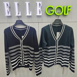 [엘르골프]여성 간절기 펄 원사 믹스 단추 가디건6L23701_DJ