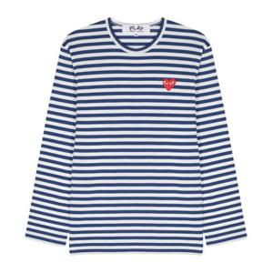 꼼데가르송 스트라이프 체스트 로고 크루넥 티셔츠 AXT164 2