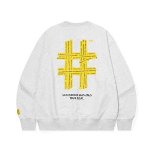 빈트릴긴팔티 VQA BA251RM002IG 옐로우 해시태그 맨투맨 (아이스 그레이)