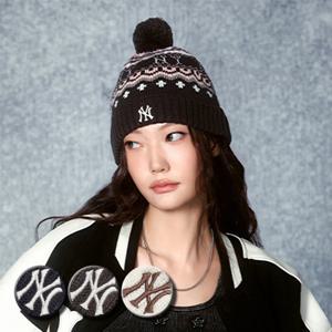 MLB 공용 빈티지 패턴 폼폼 비니 (3ABNV0856)