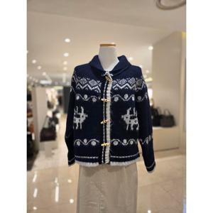 [에이비에프지]사슴자수포인트 숄카라넥 가디건 AGNA1ZY34A