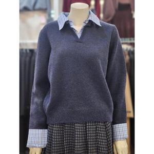 SOUP 세이브존07 체크 셔츠 레이어드 니트 SBBLK31