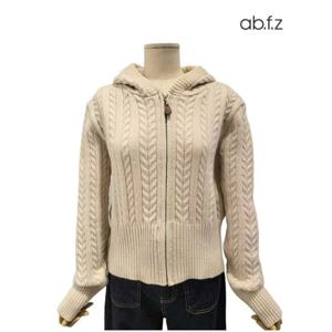 [에이비에프지]집업 후드 꽈베기 긴팔 니트 가디건 APA1ZY36A