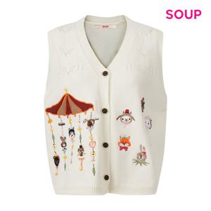 [숲]서커스 자수 V넥 니트 베스트 S61VE07