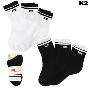 K2 남여공용 중목 양말 3PKS KUA26S52-(GS)