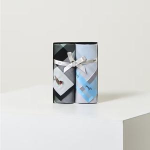 [닥스핸드백] 블루 블랙 체크 면 손수건2종세트DCHA6E091MU