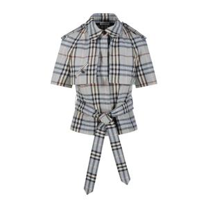 버버리 체크 패턴 벨티드 웨이스트 블라우스 8118600 CK