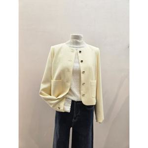 숲  (SC3JKM11) 트위드 노카라 크롭 자켓