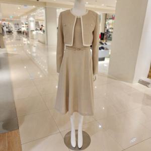 플라스틱아일랜드  (PS1WO201) SET 트위드 JK 벨트 슬리브리스 원피스