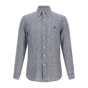 랄프로렌 로고 자수 스트라이프 리넨 버튼다운 셔츠 710B15594