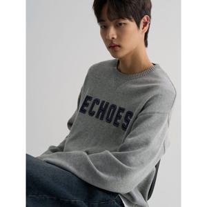 (456151SS53) [에잇세컨즈] 자수 아플리케 니트 풀오버  그레이