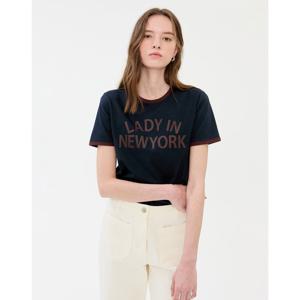 질스튜어트 뉴욕 여성 25SS 네이비 프린트 면 반팔티셔츠 WJTS5B920N3