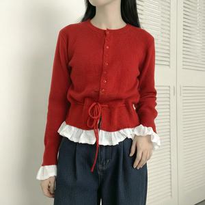 [올리비에스클로젯] 레이어드 레이스 니트 가디건_O2601CD005A