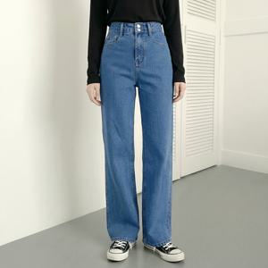 [올리비에스클로젯] [55-77]와이드 투버튼 뒷밴딩 데님팬츠_O2601DP001A