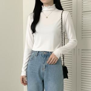 [올리비에스클로젯] 데일리 물결넥 슬림핏 긴팔 티셔츠_O2601TS008A