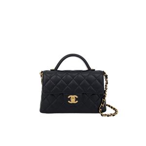 [엘러브] 샤넬 탑핸들 플랩백 블랙 빈티지금장 램스킨 6ET0275
