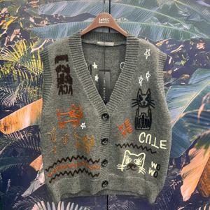 [르니앤맥코이]달밤고양이자수단추니트베스트MM12KV0711_IC