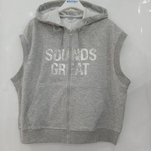 [에꼴리에][모다부평]루즈핏 크랙 레터 후드 조끼/26B0132GY_BP