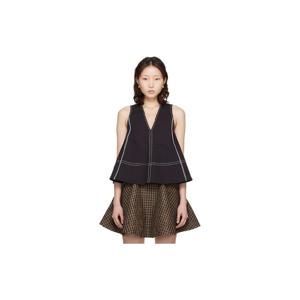 25 FW 가니 여성 블랙 코튼 A라인 탑 261144F111002