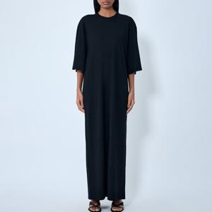 26 SS 토템 크루넥 숏슬리브 소프트 드레이프 맥시 드레스 블랙 261 WRD0309 YA0226 001