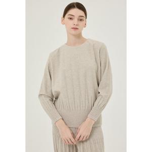 [요이츠] 라운드 긴팔 울 플리츠 티셔츠 블라우스_YH12WNPBL01