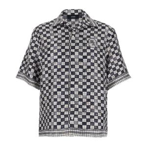 아미리 올오버 체크 로고 실크 반팔 셔츠 AMTOSH1078 288