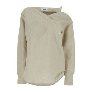 코페르니 어시메트릭 넥라인 버튼 리넨 셔츠 COPCH52F2060 BEI