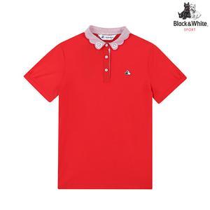 [블랙앤화이트] 여성 여름 스트라이프 꽃카라 반팔 9441LALO_RED