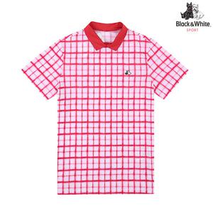 [블랙앤화이트] 여성 여름 사각 나염 프린트 냉감 반팔 9651LAPP_RED