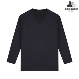 [블랙앤화이트] 남성 스트레치성 V넥 긴팔 티셔츠 GS6810XZ_BLACK