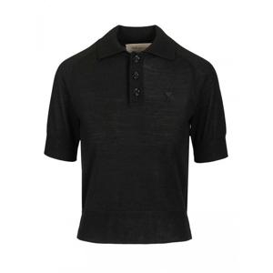 [AMI] 라프리마 여성 QUOTA SHORT 슬리브 폴로 위드 CONTRASTED DE COEUR FPL439KN0039 0180 블랙 /15