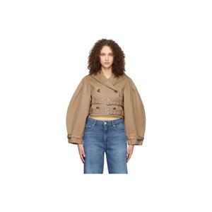 가니 재킷 탠 본딩 코튼 쇼트 트렌치 재킷 261144F063010