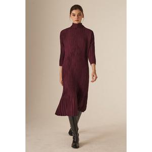 [요이츠] 와플 플리츠 하프넥 원피스_YG09WNPOP02