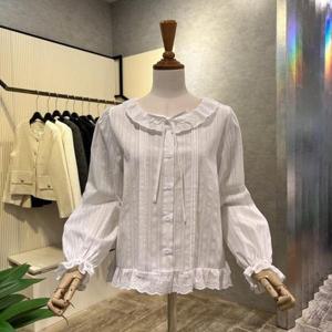 [ab.f.z]AOA1ZB31B_자수 프릴 카라 스트랩 블라우스