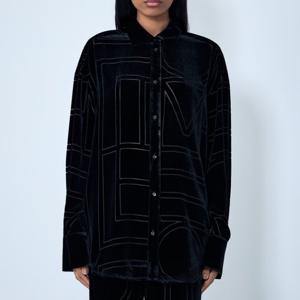 26 SS 토템 Devore 데보레 올오버 로고 모티프 벨벳 셔츠 블랙 261 WRT0702 FB0548 0