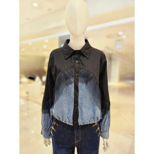 [르니앤맥코이]카라넥 데님배색 망사프릴 블라우스 MN03BL770HJY