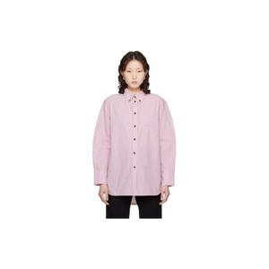 25 FW 가니 여성 핑크 스트라이프 셔츠 261144F109003