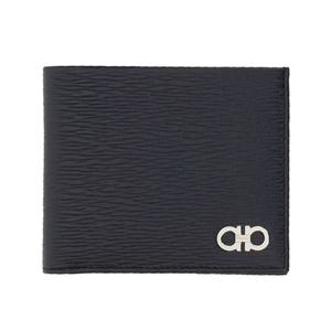 26 SS 페라가모 간치니 플라크 바이폴드 지갑 네이비 744850